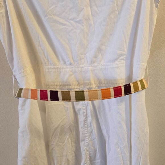 White Cotton Long Button-down Sleeveless Shirt Dress Size 16 - Picture 9 of 11